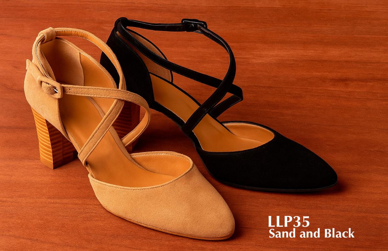 LLP35-Sand-black-ballet-shoe