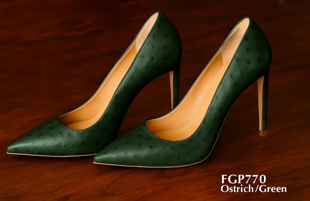 fgP770-Hunter-green-ostrich-leather-ladies-shoes