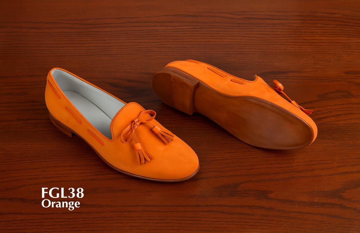 FGL38-Orange-velvet-ladies-tassel-slippers