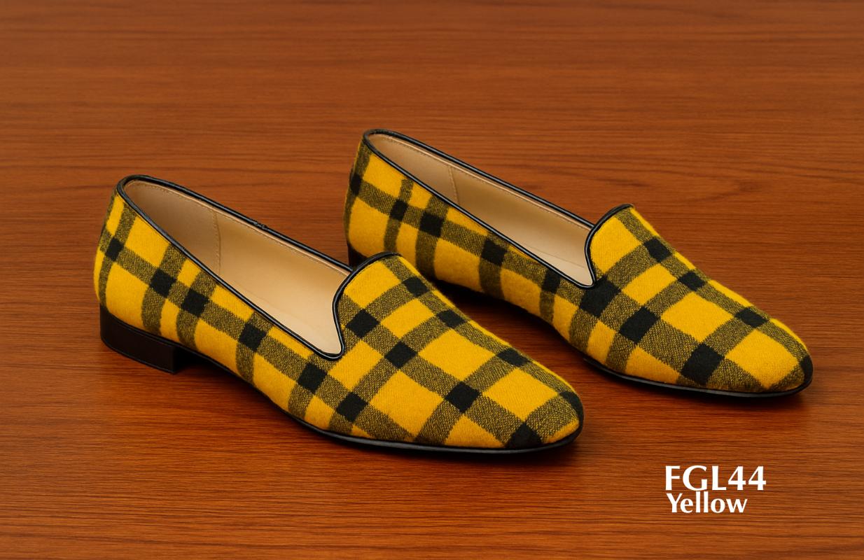 FGL44-Yellow-tartan-plaid-smoking-loafers