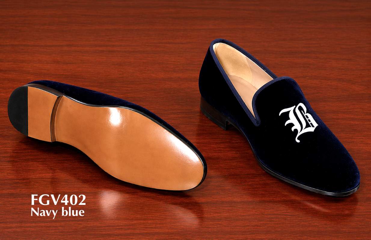 Custom initials wedding events special velvet slippers