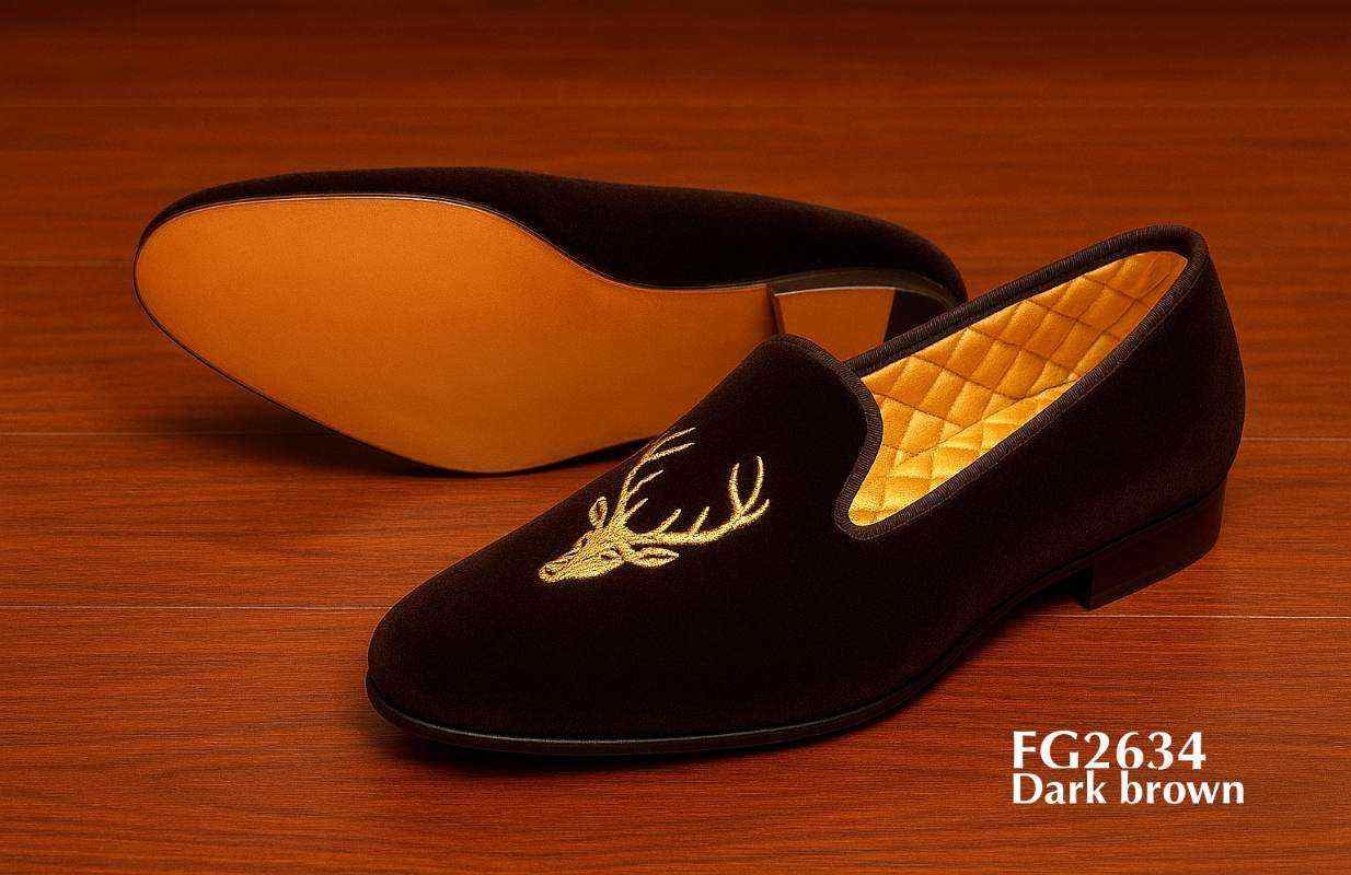 FG2634-deer-head-dark-brown-velvet-slippers
