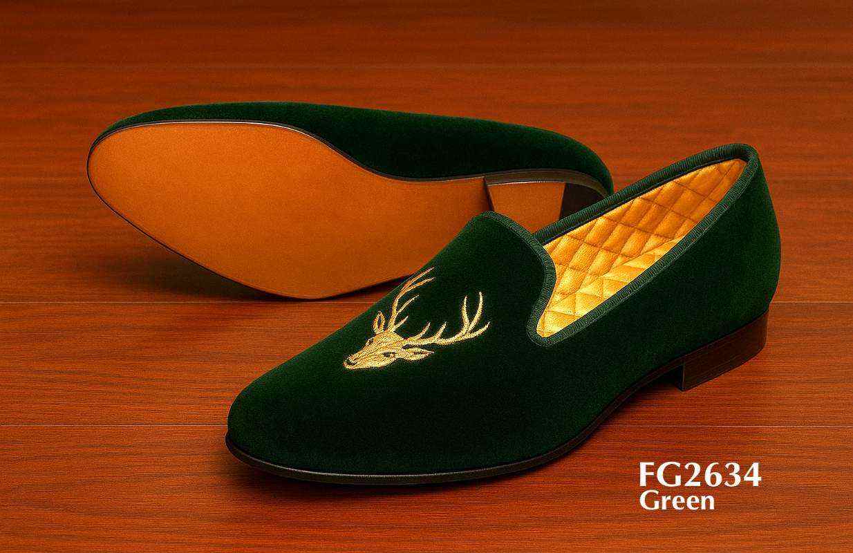 FG2634-deer-head-green-velvet-slippers