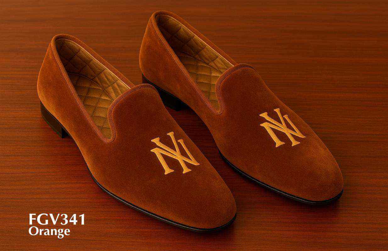 FGV341-orange-NY-Velvet-slippers