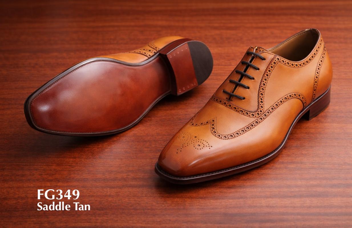 Saddle tan oxford laceup shoe