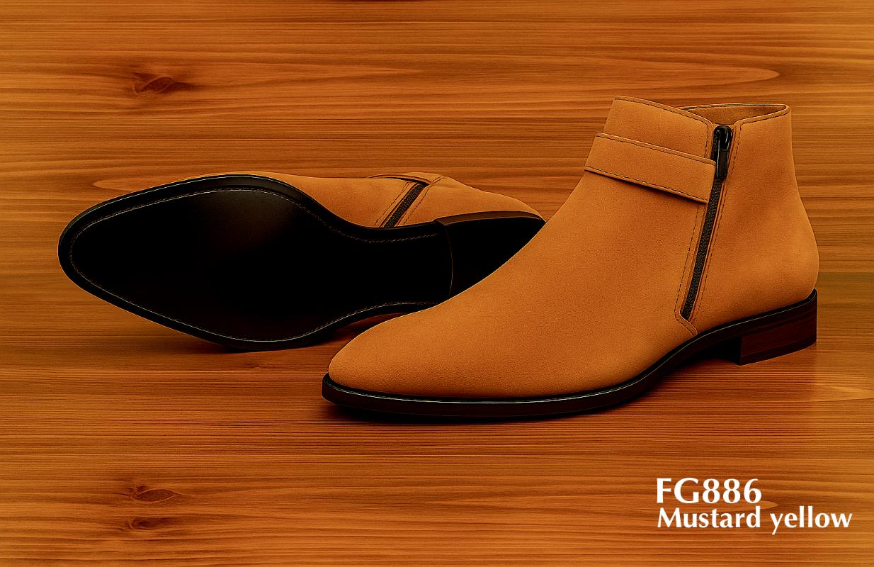 FG886-mustard-yellow-nubuck-ankle-high-zipped-boots