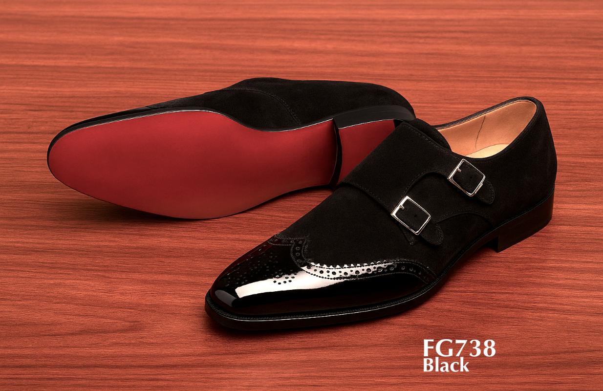 black fashion monk strap shoe