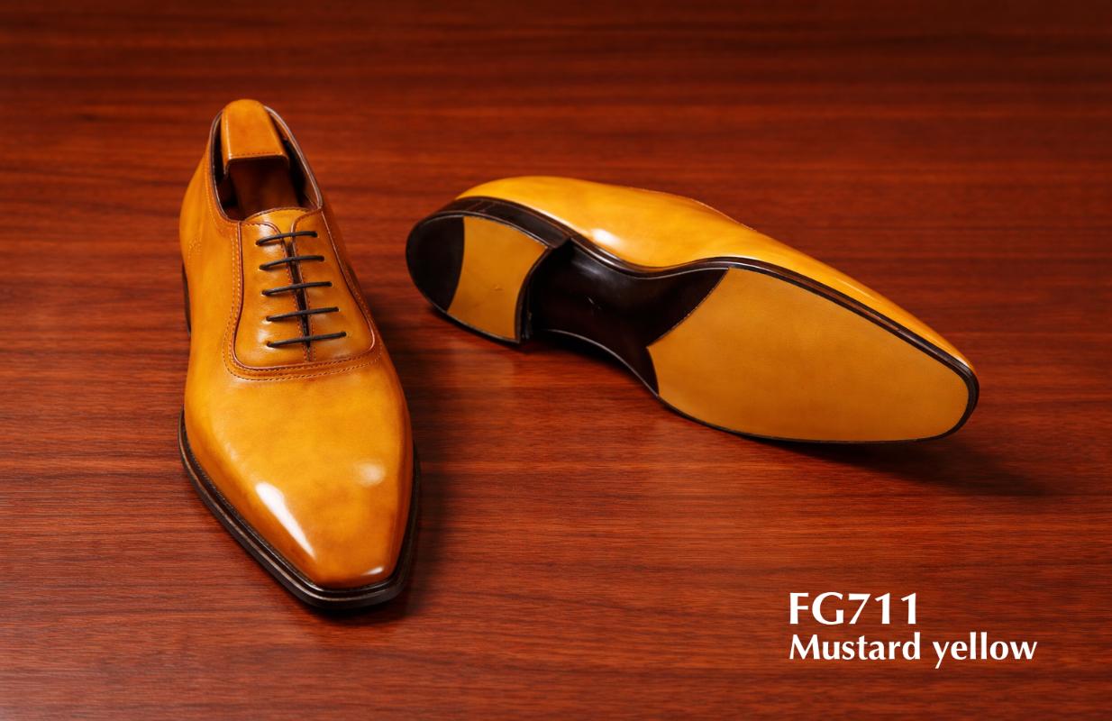 Mustard yellow leather dress shoe