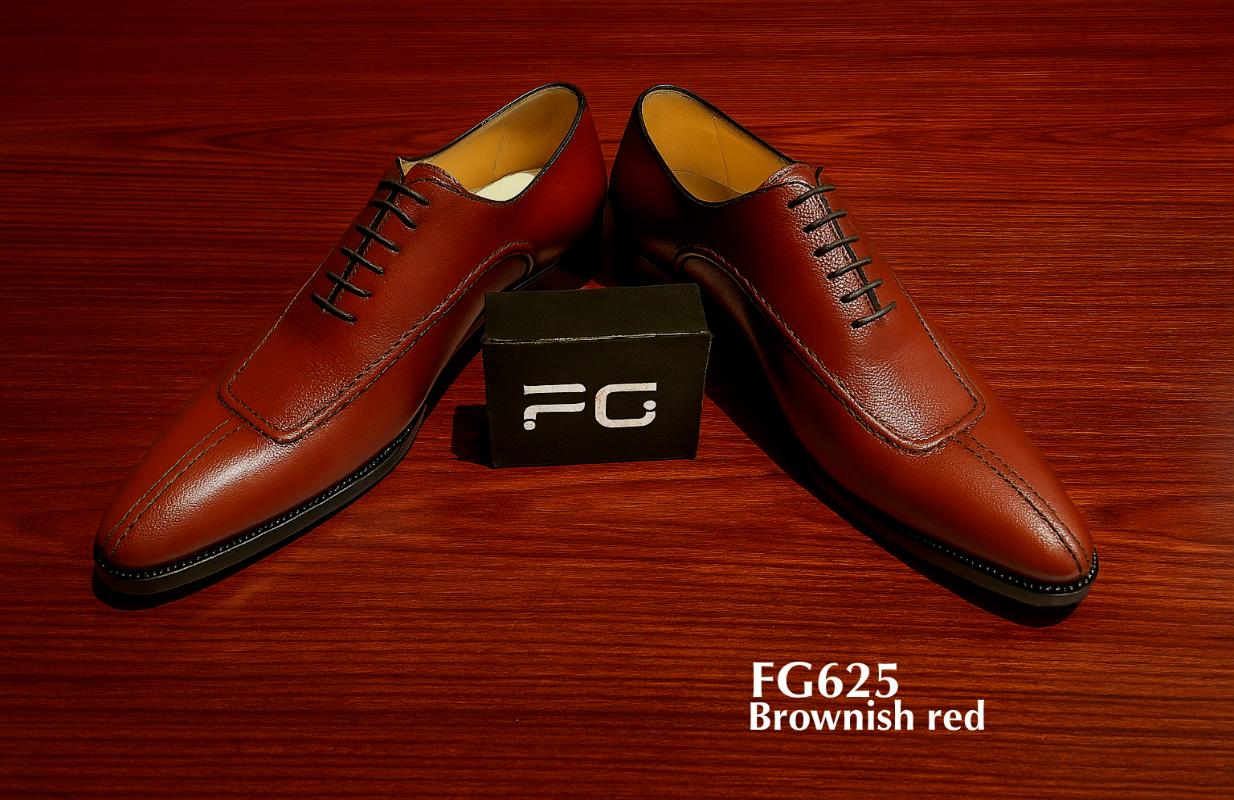 brownish red split toe leather dress shoe