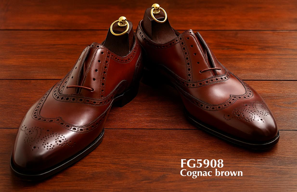 cognac brown full brogue welted shoe