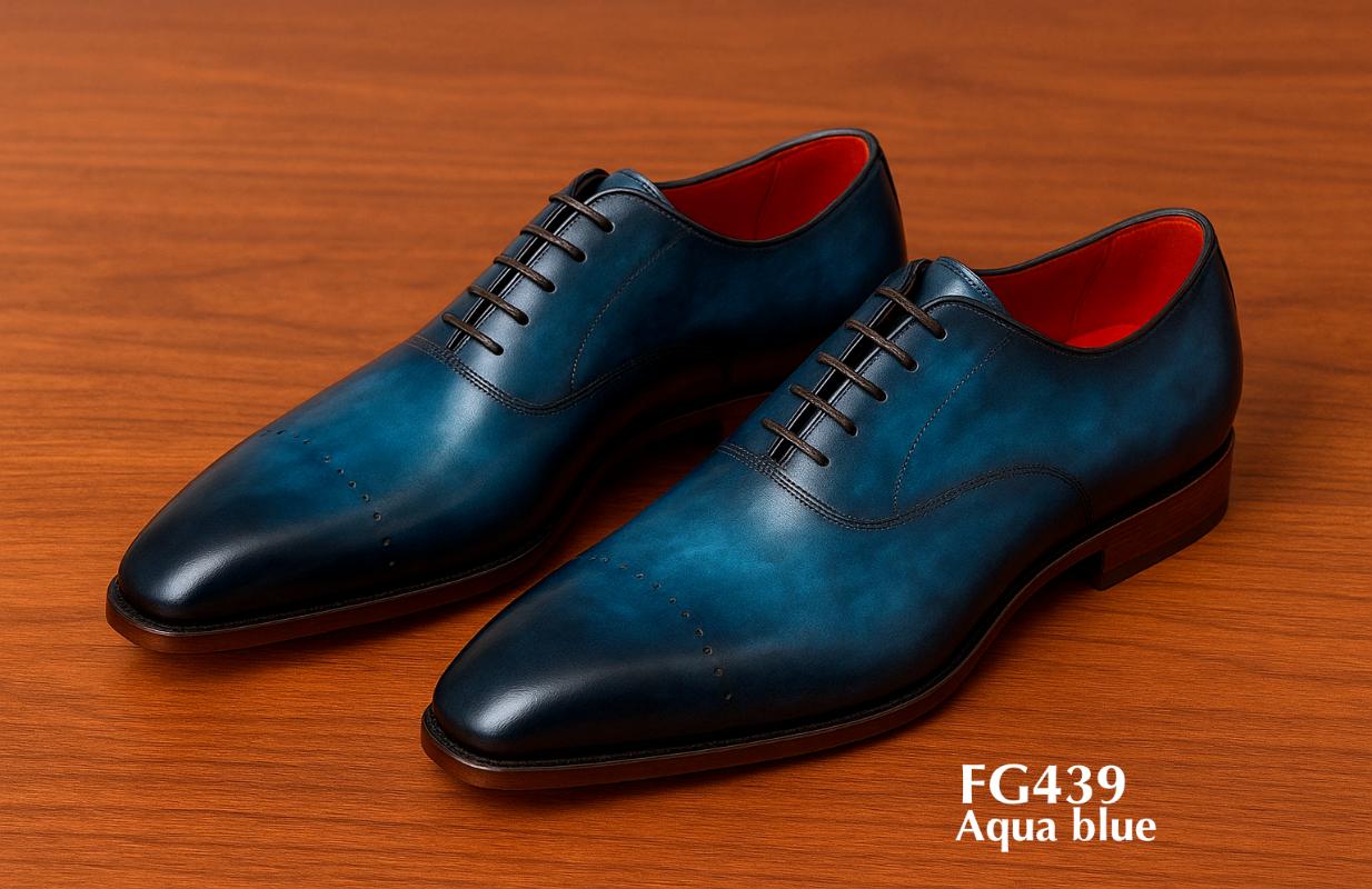 aqua blue oxford two tone leather shoe
