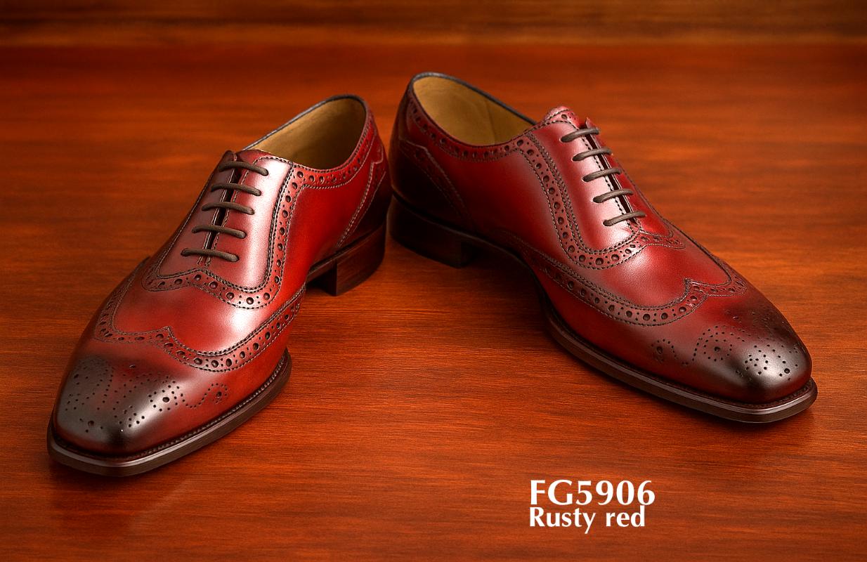 rusty red custom welted brogue shoe