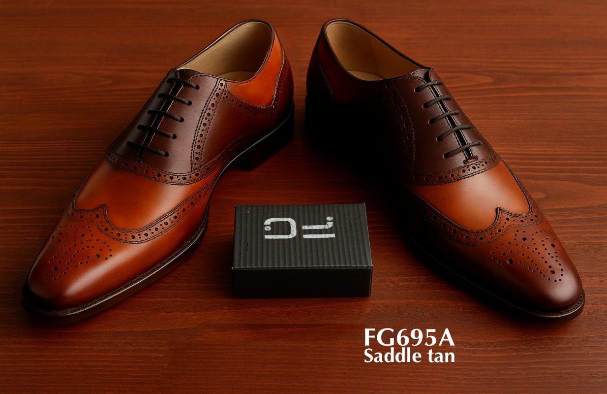 saddle tan antique finished brogue dress shoe