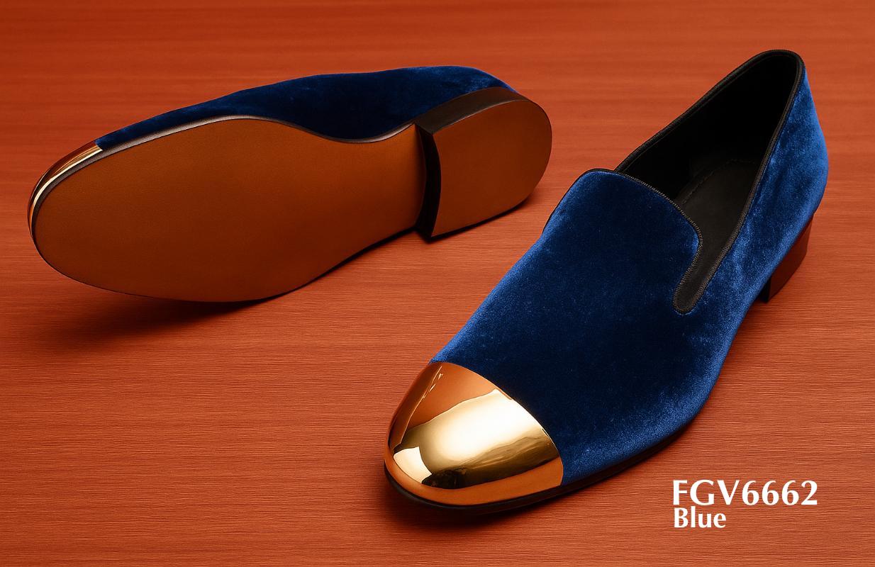 Golden-toe-cap-metalic-blue-velvet-slippers