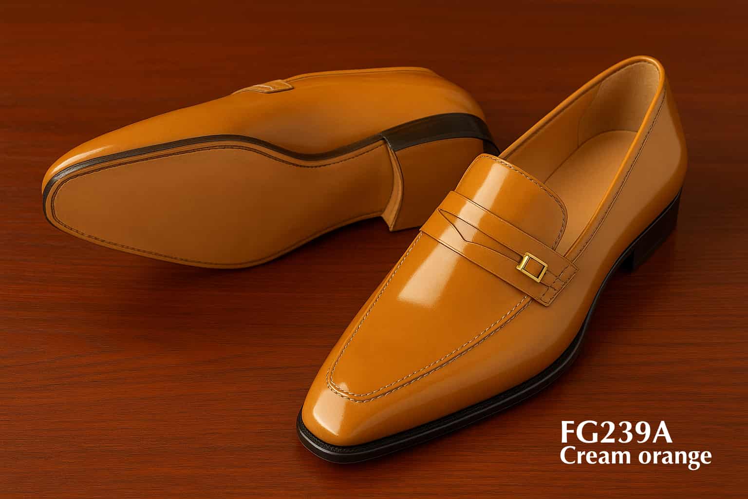 FG239A-cream-orange-leather-loafer-shoes