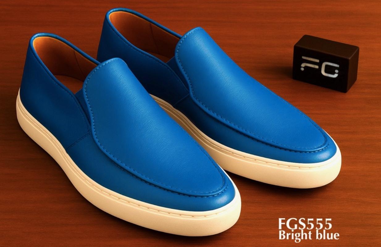 FGS555 bright blue leather sneakers