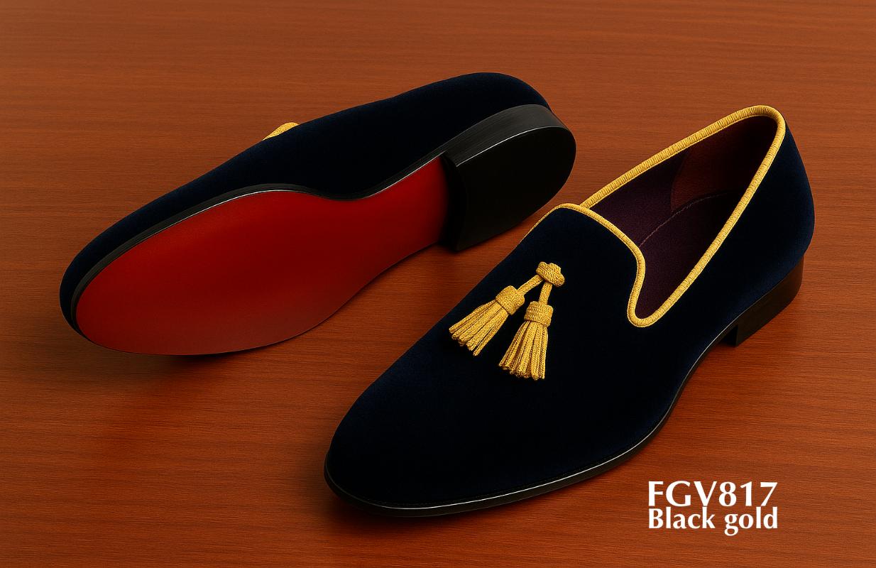 buy now black gold tassel velvet slippers