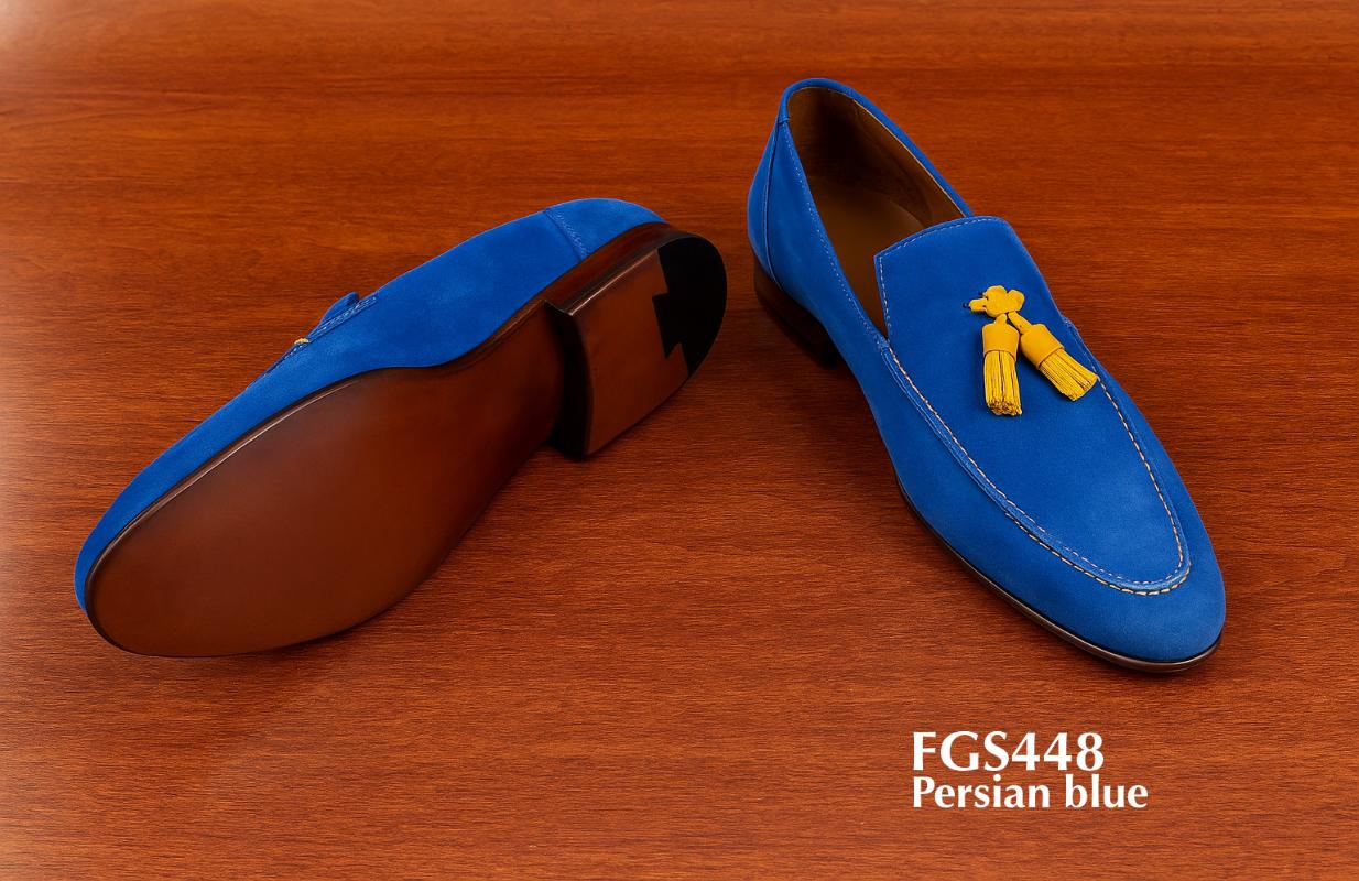 buy persian blue yellow tassel velvet loafer FGS448