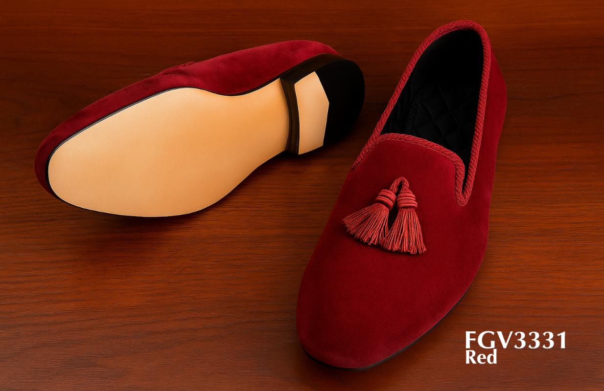 FGV3331-red+velvet+tassel+slippers